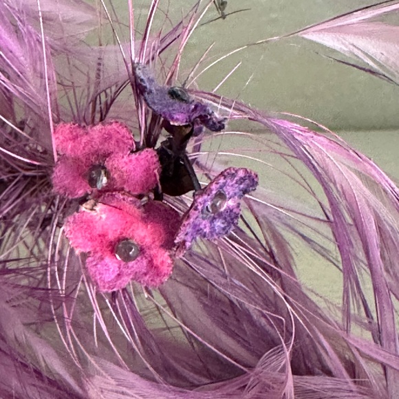 GLOWING 1950\'s PURPLE COCKTAIL HAT + SEQUINS/FEATHERS/FLOWERS/BROOCH main image 4